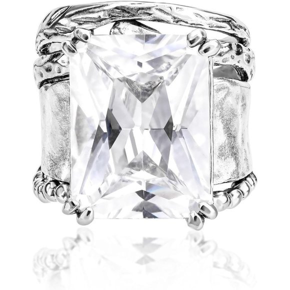 925 Sterling Silver Statement Ring Octagon Shaped Vintage  Antique Look - Picture 3 of 8